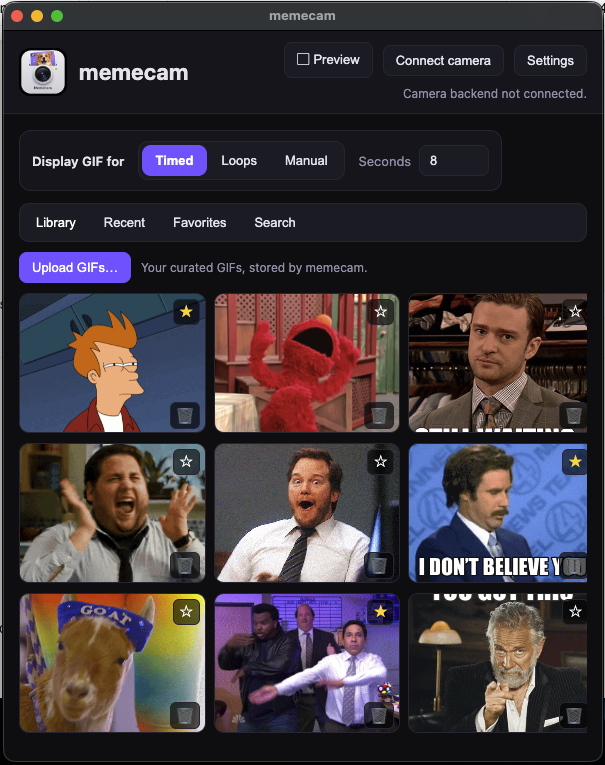 memecam app window